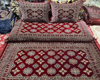 Set of 1 floor sofa cover + 2 double side pillows covers Afghan tohsak, Arabic Moroccan , gift for new afghan couple (cover only 3pcs)