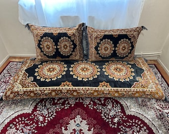 Set of 1 floor sofa cover + 2 double side pillows covers Afghan tohsak, Arabic Moroccan , gift for new afghan couple (cover only 3pcs)