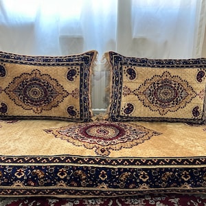 Velvet Afghan Toshak Floor Sofa Cover Set: Arabic Moroccan Design