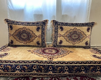 Set of 1 floor sofa cover + 2 double side pillows covers Afghan tohsak, Arabic Moroccan , gift for new afghan couple (cover only 3pcs)