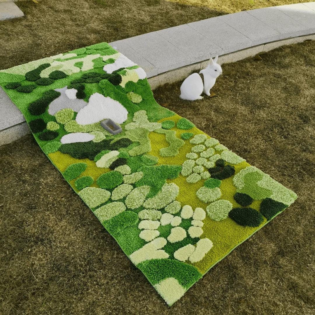 Handmade Tufted Moss Rug 3D Green Forest Floor Carpet Nature Inspired ...