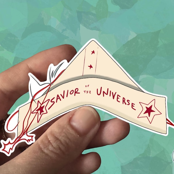 Sci-fi Project Hail Mary Rocky's "Savior of the World" Party Hat Hand Drawn Water-Resistant Sticker