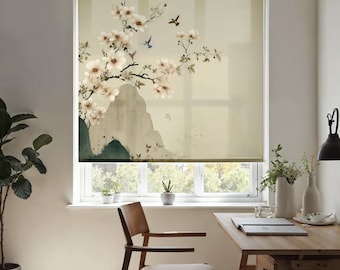 Birds and Floral  Blackout Roller Blind: Custom Printed Window Shade