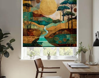 Abstract Landscape Blackout Roller Blind – Custom Luxury for Window Shade