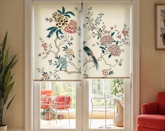Chinoiserie Blackout Roller Blind: Custom Printed Window Shade