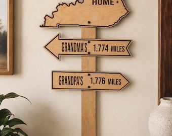 Letrero personalizado para el inicio de un sendero estatal: estrella de la ciudad personalizada, flechas direccionales, decoración para el hogar de abedul báltico.