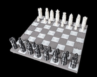 Checkmate Keep Castle Chess Set | 3D Printed Folding Board with Piece Storage | Portable Travel Chess Game | Custom Colors