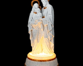 Illuminated Holy Family Statue | Mary, Joseph, Jesus Figurine (3D Printed)