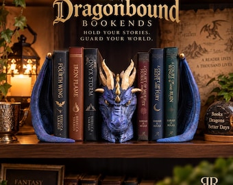Dragon Bookends, Fantasy Bookshelf Decor, Romantasy Book Lover Gift, Gothic Library Decor, 3D Printed Shelf Set