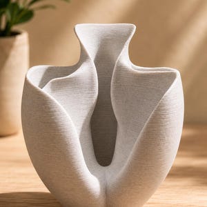 Serie Origen: Jarrón escultórico Bloom / Maceta orgánica abstracta, escultura femenina moderna, decoración botánica para el hogar, jarrón único impreso en 3D.