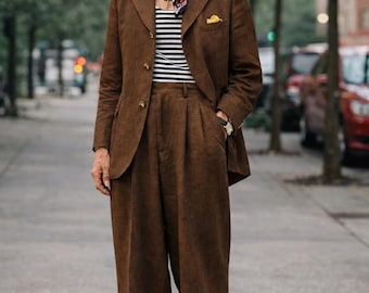 Men's Brown Linen 3-Piece Suit, 1920s Gatsby Style, Retro Wedding Outfit