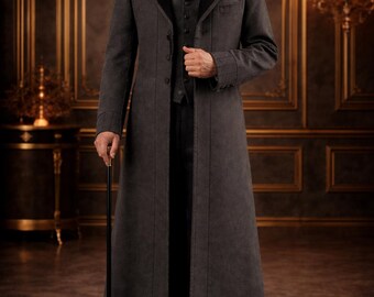 Men's Victorian Grey Frock Coat | Wool Blend Tailcoat Suit, Steampunk Formal Outfit
