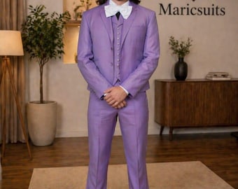 Lavendel smokingpak heren, 3-delig bruiloftsbal, formele kleding, op maat gemaakte outfit voor bruidegom