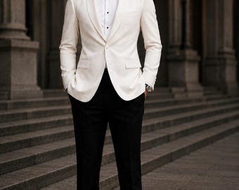 White Tuxedo Suit Men: Wedding Blazer, Prom Jacket, Formal Wear MARICSUITS