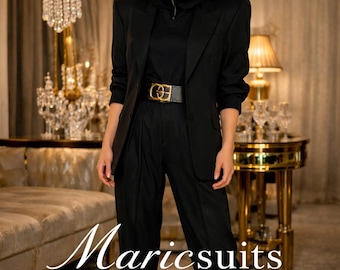 Black powerkostuumset, designer blazerbroekoutfit, formele avondkleding