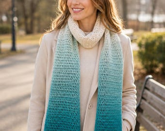 Beginner Crochet Scarf Pattern, Chunky Ombre Textured Stitch (PDF)