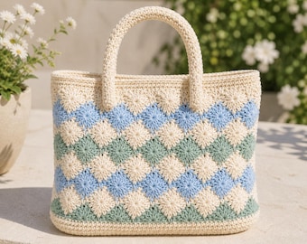 Seaside Bloom Crochet Tote Bag Pattern, Textured Shell Stitch Market Bag (PDF)