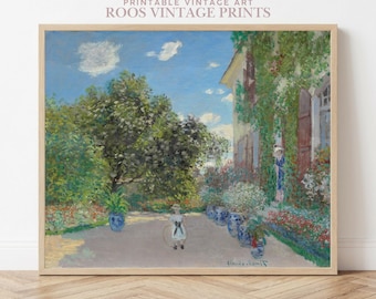 Monet Argenteuil House Print, Impressionist Garden Wall Art, French Landscape Decor, Monet Garden Painting, Framed Vintage Art