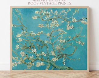 Vincent van Gogh Almond Blossom Print, Vintage Floral Wall Art, Botanical Wall Decor, Blue Aesthetic Poster, Fine Art Print, Museum Quality