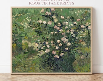 Van Gogh Roses Print, Vintage Floral Wall Art, Impressionist Flower Painting, Botanical Wall Decor, Museum Quality Fine Art Poster