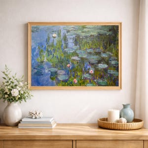 Monet Water Lilies Print, Impressionist Wall Art, Seerosen Painting, French Garden Decor, Vintage Art Print, Framed Wall Art