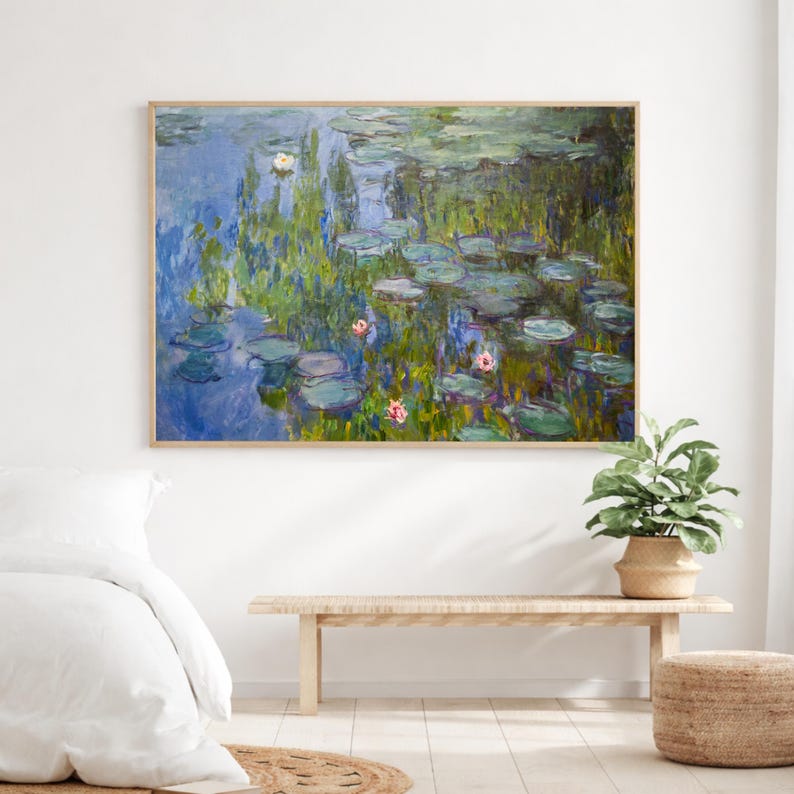 Monet Water Lilies Print, Impressionist Wall Art, Seerosen Painting, French Garden Decor, Vintage Art Print, Framed Wall Art