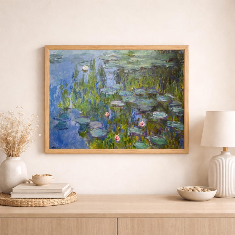 Monet Water Lilies Print, Impressionist Wall Art, Seerosen Painting, French Garden Decor, Vintage Art Print, Framed Wall Art