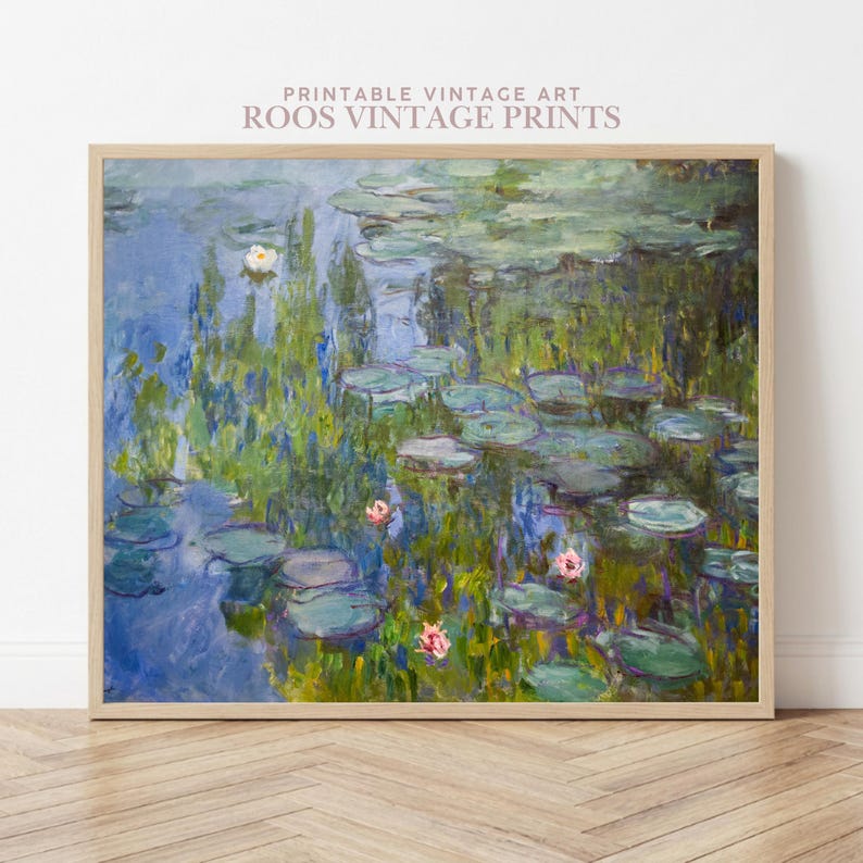 Monet Water Lilies Print, Impressionist Wall Art, Seerosen Painting, French Garden Decor, Vintage Art Print, Framed Wall Art