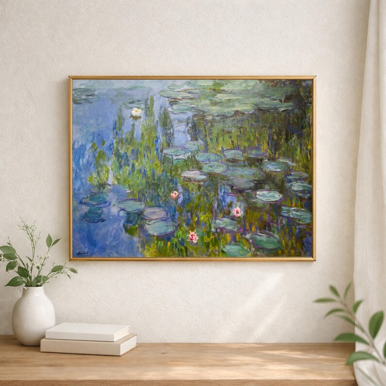 Monet Water Lilies Print, Impressionist Wall Art, Seerosen Painting, French Garden Decor, Vintage Art Print, Framed Wall Art