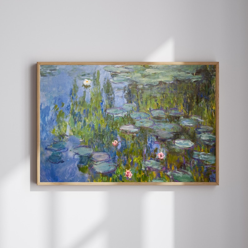 Monet Water Lilies Print, Impressionist Wall Art, Seerosen Painting, French Garden Decor, Vintage Art Print, Framed Wall Art
