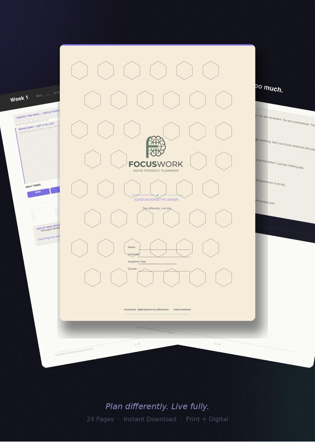 ADHD University Planner | Neurodivergent Student, Executive Function ...