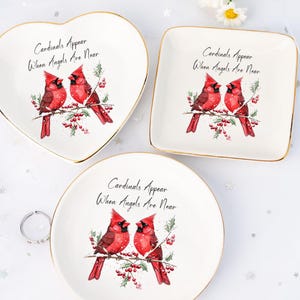 Cardinal Ceramic Jewelry Dish: Memorial Keepsake Trinket Tray
