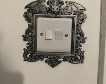 Silver Gothic bat light switch frame