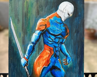 Cyborg Ninja - original 8 by 10 inch acrylic painting on stretched canvas