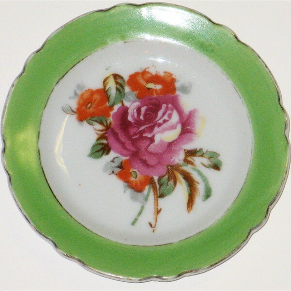 Vintage Floral Transferware 3.5-inch Plate Made in Japan