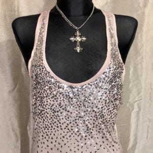 Bay Sparkly Pink Sequin Tank T-shirts Size M