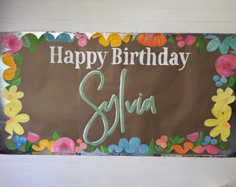 Hand Painted Custom Banner | Birthday Banner | Butcher Sign | Brown Paper Banner | Custom | Banner | Kraft Banner