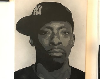 Pete Rock NYC New York ~ Original Stencil Painting by Beau Pope ~ Portrait on Canvas