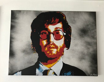 Sean Lennon Original Hand-cut Stencil Painting by Jessica Pope 18" x 24" Canvas - Spray Paint Graffiti Street Art Style