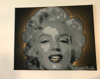 Marilyn Monroe w/Gold Grill Gangster Stencil Painting by Beau Pope - Spray Paint on Canvas