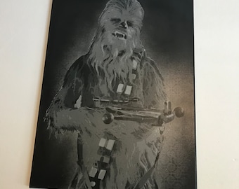 Chewbacca Star Wars Wookie Painting Grayscale Colors Hand-cut Stencil Painting by Beau Pope 18" x 24"