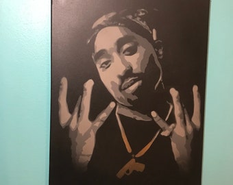 Tupac Stencil Painting by Beau Pope - Hip Hop Portrait