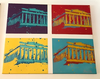 Poparthenon Original Stencil Painting by Beau Pope POP Art Parthenon Warhol NEW