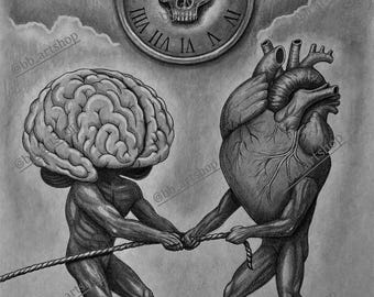 The Mind Vs The Heart-Surrealism Digital Copy