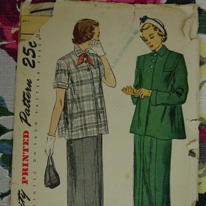 Vintage Pattern 1949 Maternity Dress, Smock, Sz.11