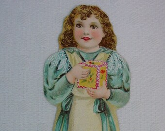 Antique Edwardian 3 Piece Paper Doll Trade Card J & P Coats Lithograph Die Cut Beautiful and Rare