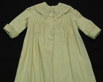 Lovely Antique Edwardian Baby or Doll Wool Coat Embroidery, Smocking, Pearl Buttons