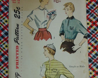 Vintage Pattern c.1950 Simplicity No. 3381 Blouses Size 14