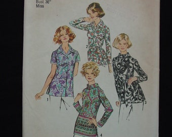 Vintage Pattern c.1970's Simplicity No. 5359 Set of Blouses Size 14 Bust 36 Uncut