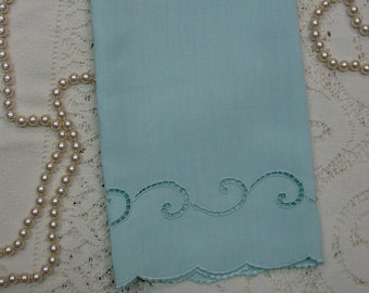 Pretty Vintage Marghab Guest Towel  14 1/2 x 20 1/2" "Simplicity" Blue Linen